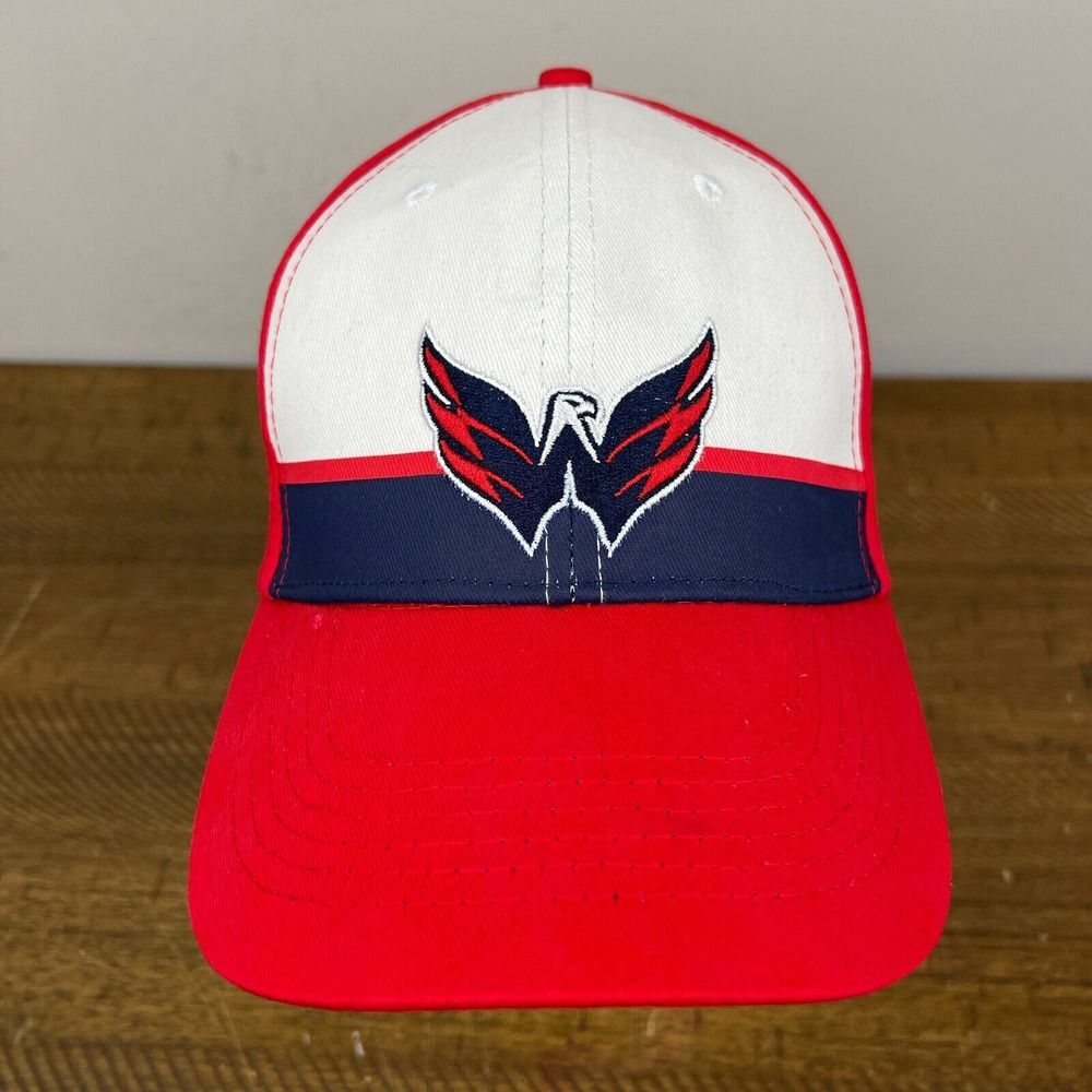 Washington Capitals Hat Red NHL Snap‎ Back Hockey Cap Adjustable OSFA Striped